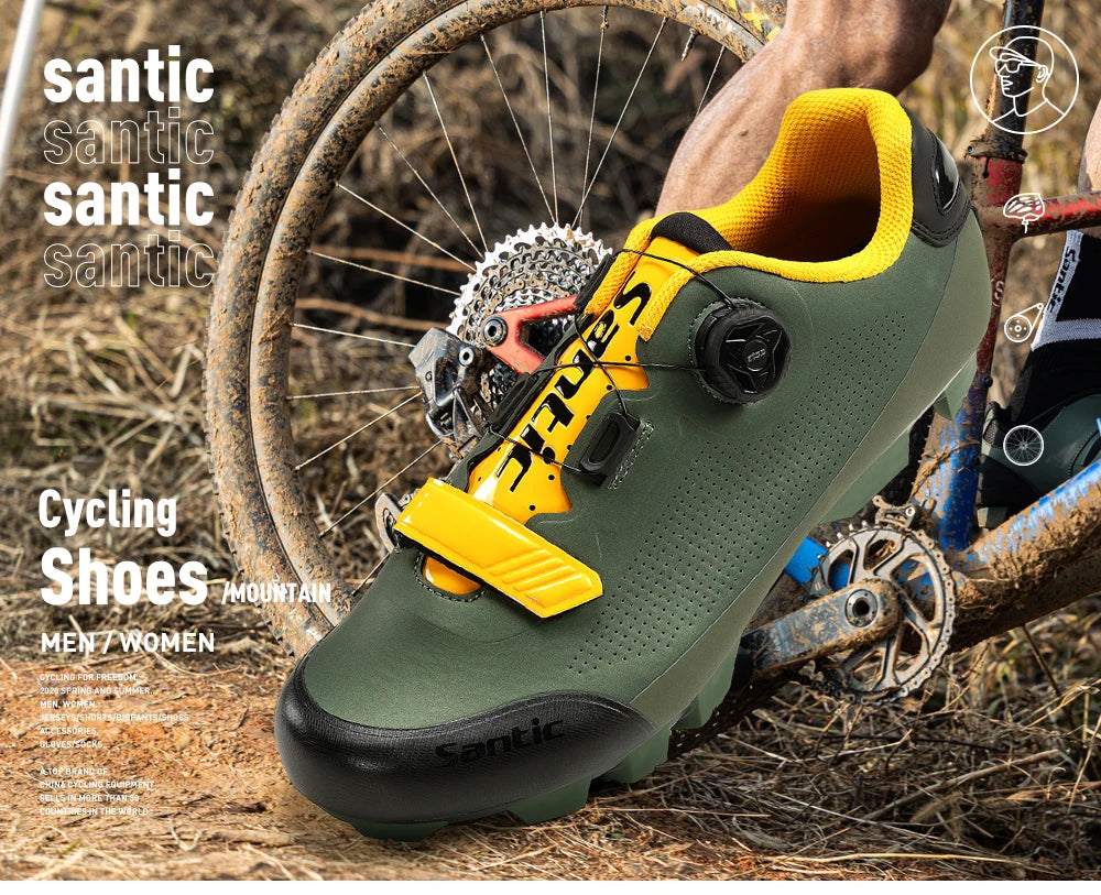 Santic Cycling Road Lock Shoes Outdoor Riding Sports Mountain Bike  With Locks Comfortable Breathable Biking Sneakers Unisex