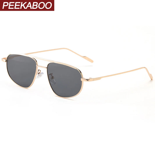 Peekaboo metal frame oval sunglasses for men double bridge women sun glasses uv400 green gold dropshipping 2022 winter gifts