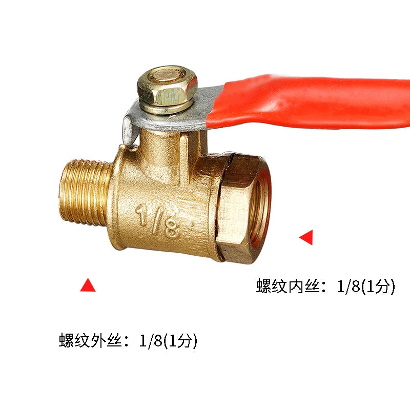 Brass small ball valve 1/8" 1/4'' 3/8'' 1/2'' Female/Male Thread Brass Valve Connector Joint Copper Pipe Fitting Coupler Adapter