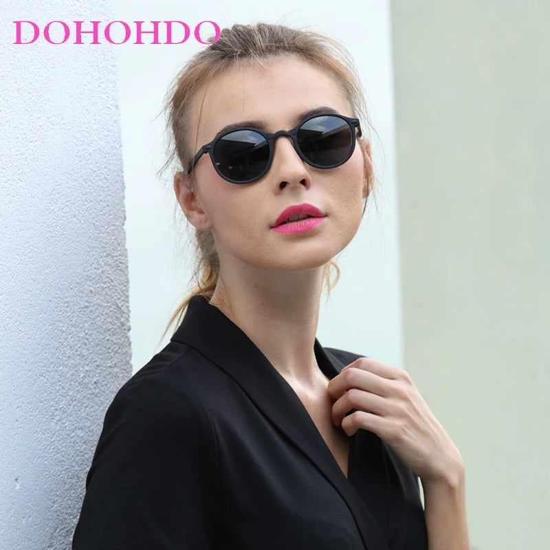 DOHOHDO New Women Round Polarized Sunglasses Retro Vintage Driving Steampunk Eyewear Male Small Sun Glasses Gafas Ciclismo UV400