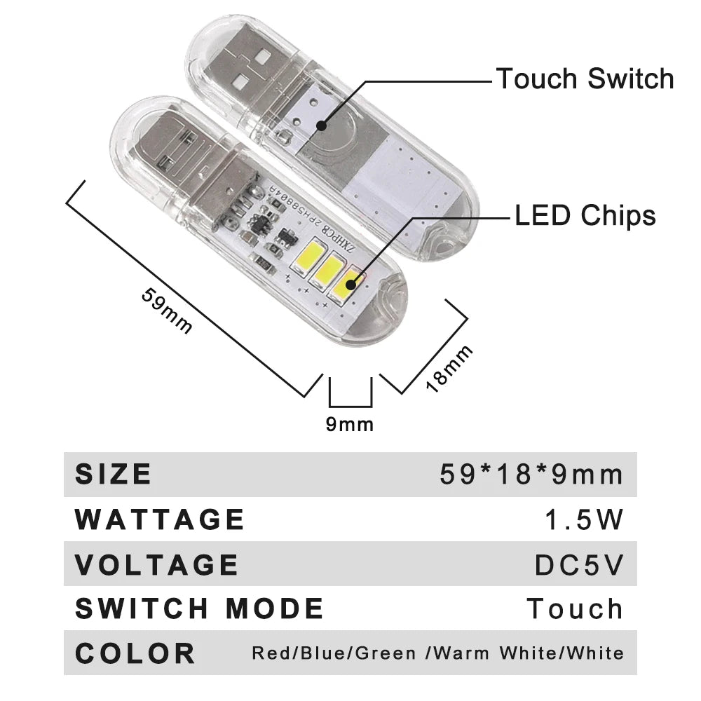 ZHMZH Touch Switch USB LED Mini Book Light LED Desk Reading Lamp Red Blue Green White Portable Flexible Night Lights DC5V 1.5W