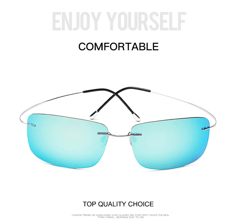 Krasivyy Rimless Square Polarized Sunglasses Men Driving Brand Design Ultralight Pure Titanium Sun Glasses Oculos De Sol