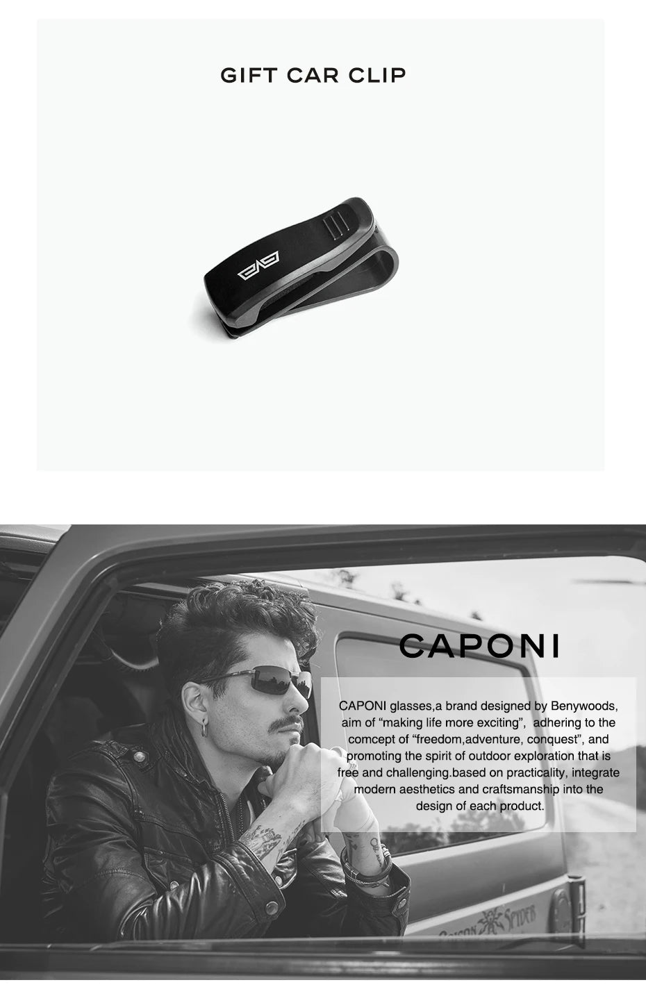 CAPONI Pilot Style Sun Glasses Polarized UV400 Brand Design Light Eyewear Driving Alloy Carbon Fiber Sunglasses For Men BS23862