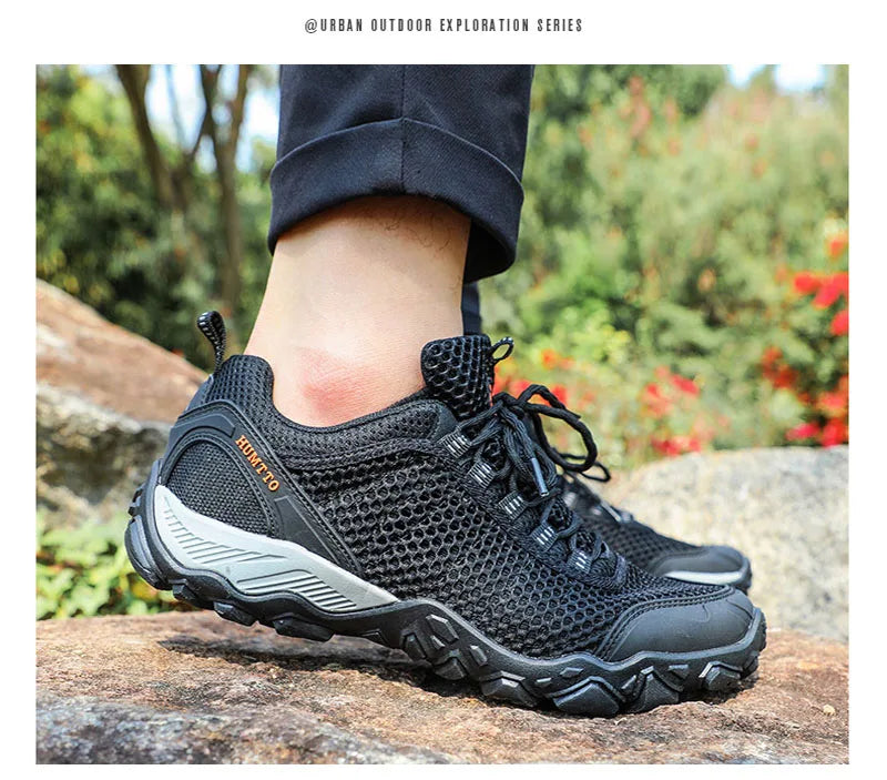 HUMTTO Outdoor Mens Sneakers Breathable Light High Quality Couples Casual Shoes Man Non-slip Wear-resistant Lace-up Men Shoes