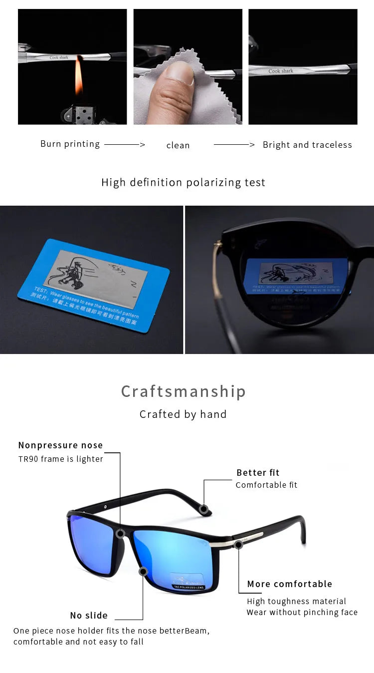 Cook shark sunglasses men's polarized sunglasses driving glasses new UV protection driver night vision goggles