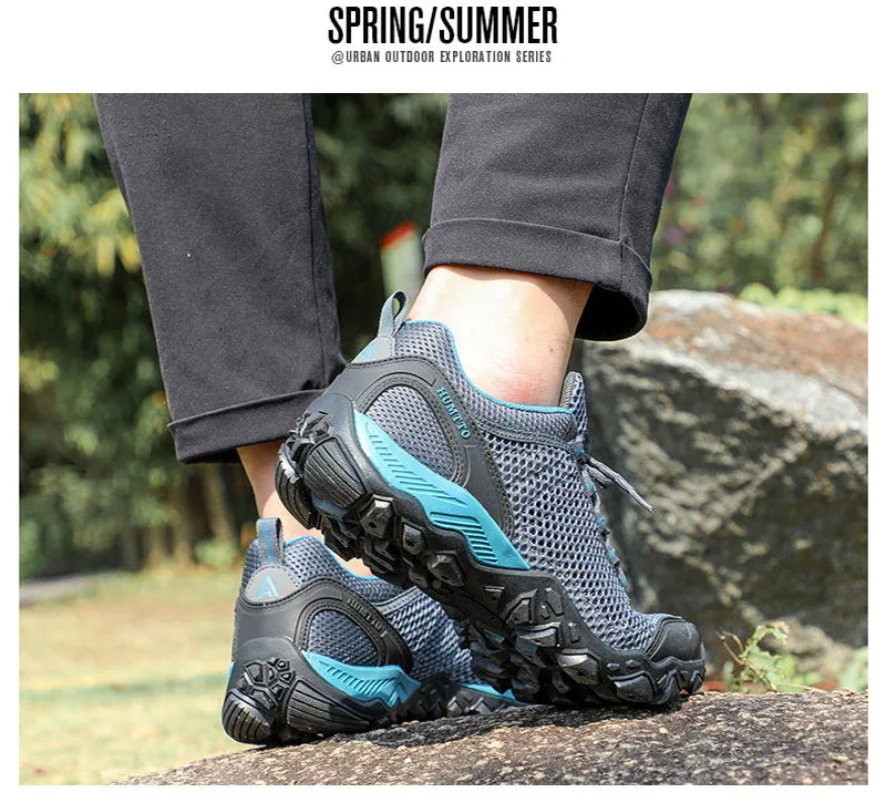 HUMTTO Outdoor Mens Sneakers Breathable Light High Quality Couples Casual Shoes Man Non-slip Wear-resistant Lace-up Men Shoes