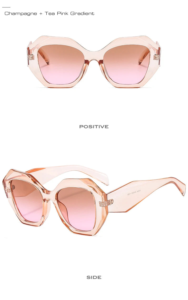 SO&EI Retro Oversized Irregular Polygon Women Sunglasses Fashion Jelly Color Eyewear Shades UV400 Men Gradient Sun Glasses