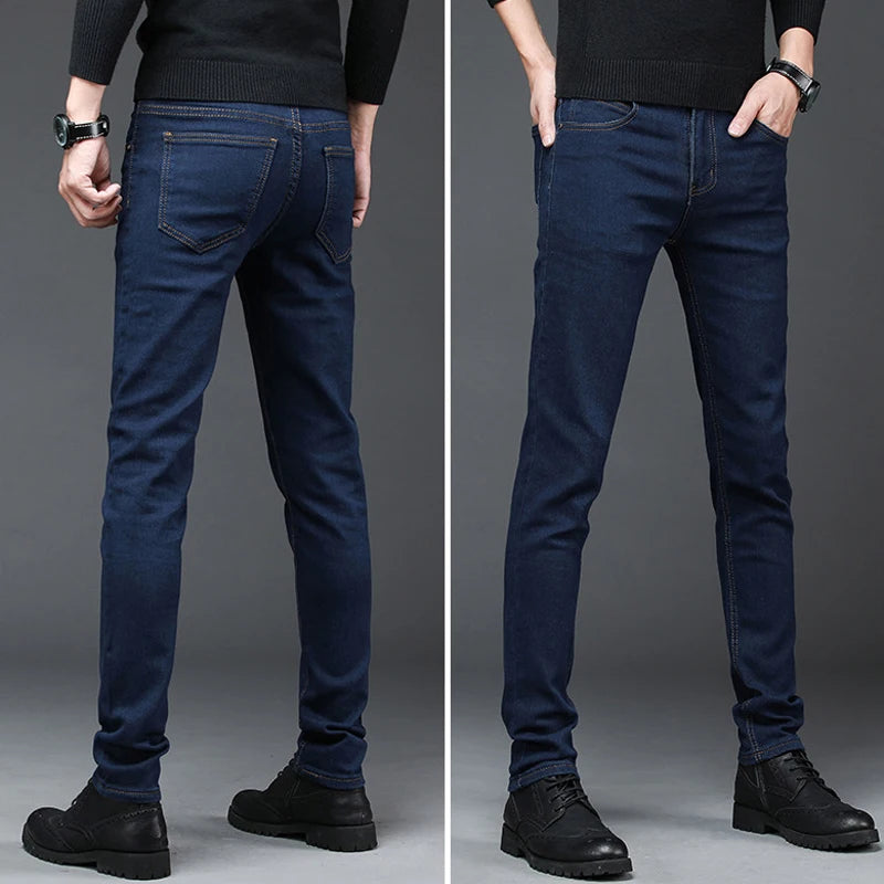 2024 New Arrival Men's Denim Jeans Straight Full Length Pants with High Elasticity Slim Pants Man Fashion Mid-waist Jeans men