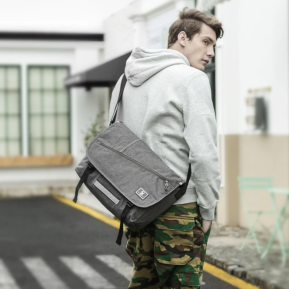 OIWAS Men Shoulder Bag Fashion Travel Sling Messenger Bag Men's Canvas Briefcase 15 Inch Laptop Male Crossbody Pack For Teenages