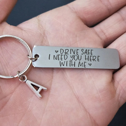 Personalized Keychain, Drive Safe, Boyfriend Gift, Aluminum, Couples Keychain, Husband Gift, Boyfriend Gift