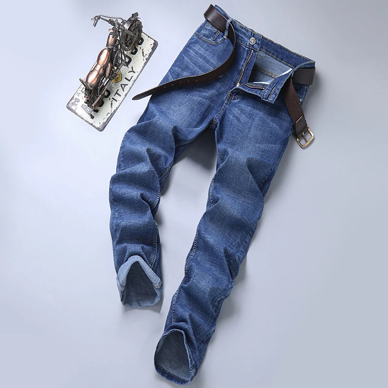 2024 Spring Autumn Men's Stretch Straight Fit Jeans Men's Denim Pants Brand New Style Trousers Mens Wear