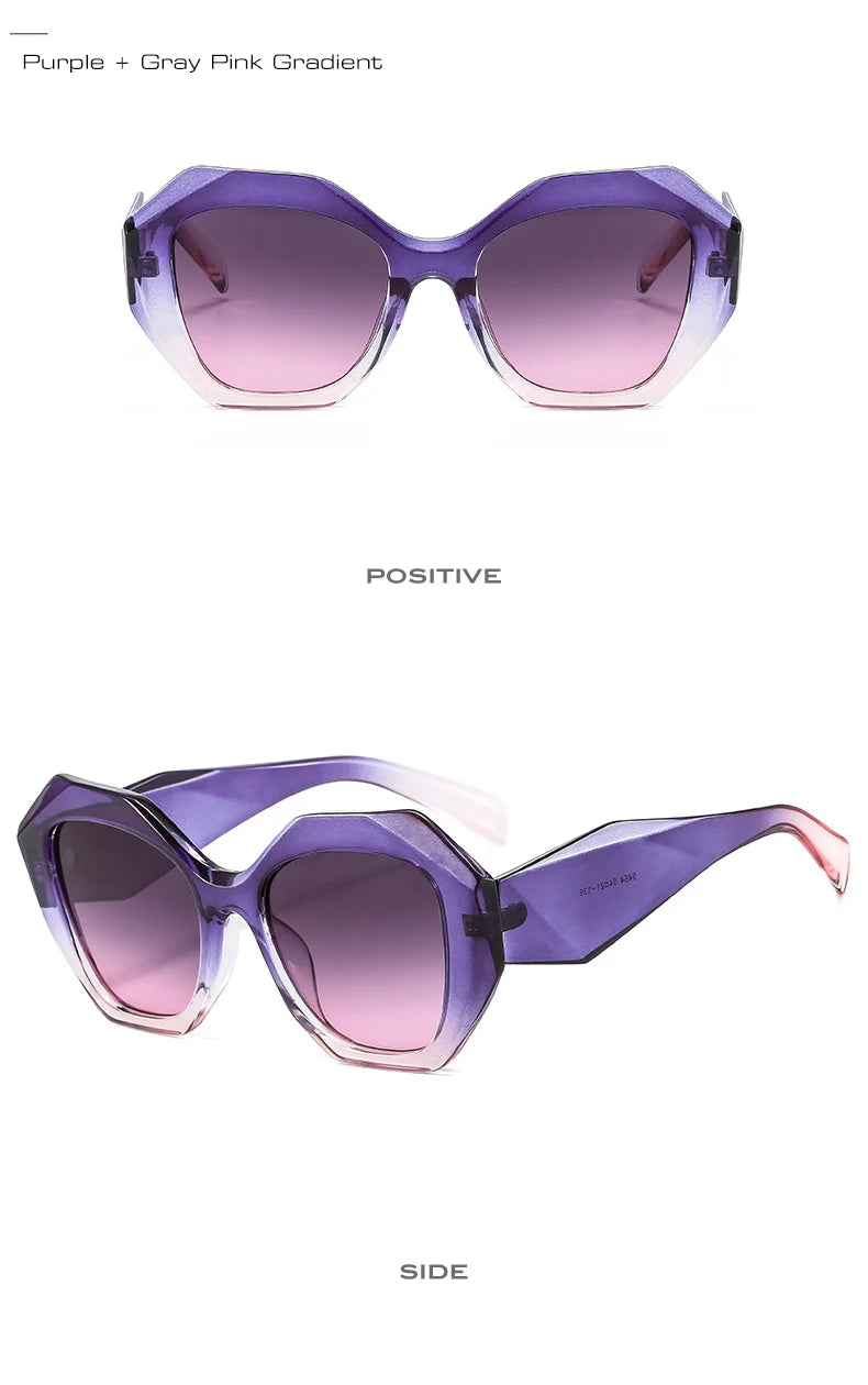 SO&EI Retro Oversized Irregular Polygon Women Sunglasses Fashion Jelly Color Eyewear Shades UV400 Men Gradient Sun Glasses