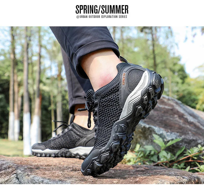 HUMTTO Outdoor Mens Sneakers Breathable Light High Quality Couples Casual Shoes Man Non-slip Wear-resistant Lace-up Men Shoes