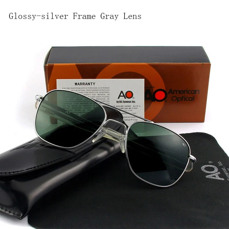 Pilot Sunglasses Men Tempered Glass Lens Top Quality Brand Designer AO Sun Glasses Male American Army Military YQ1003