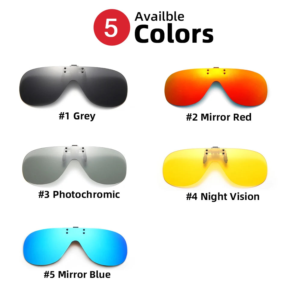 VIVIBEE Rimless Flip Up Clip On Sunglasses Men Driving UV400 Polarized Mirror Red Lens Fishing Big Size Fancy Design Eyeglasses