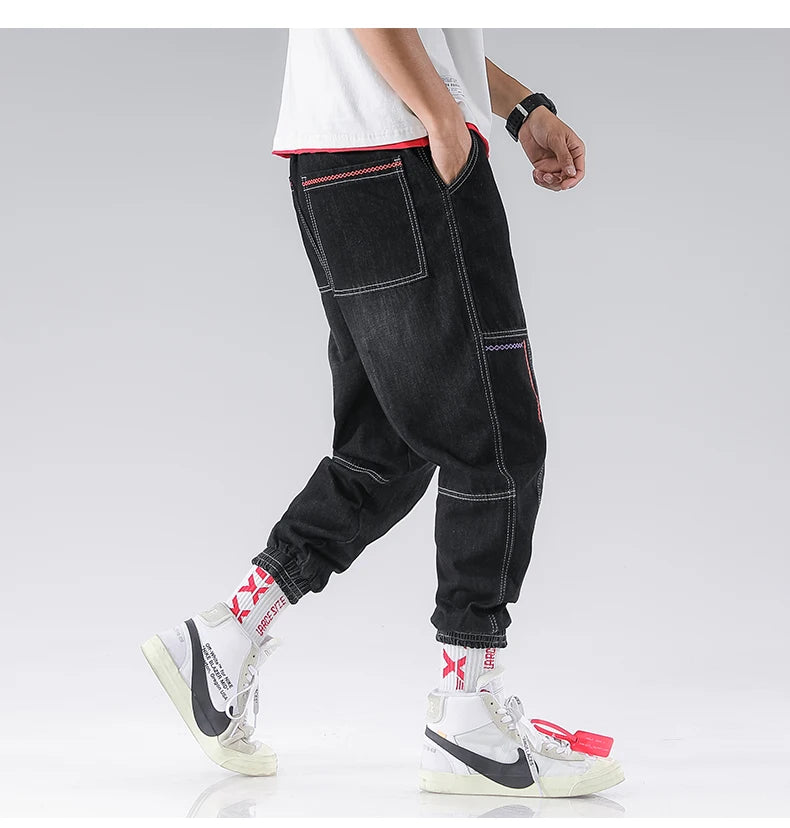 2024 New Streetwear Hip Hop Cargo Pants Men's Jeans Elastic Harun Joggers In Autumn and Spring Men ClothIng