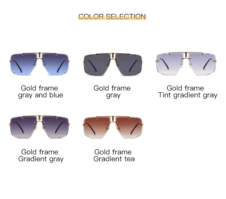 Brand Design Men Rimless Sunglasses Vintage Male Square Sun Glasses Luxury Sunglass UV400 Shades Eyewear gafas de sol hombre