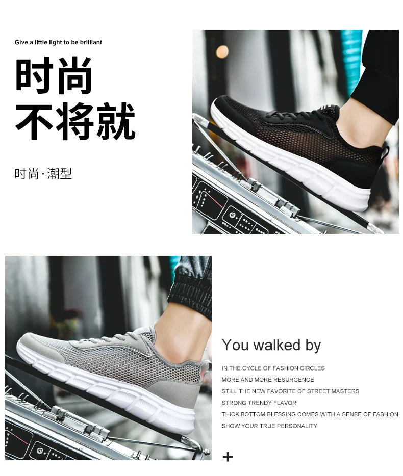 Summer Mesh Shoes Men Sneakers Breathable Light Men's Casual Shoes Lace-Up Walking Footwear Tenis Masculino Zapatillas Hombre