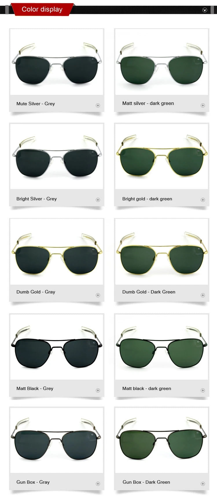 Pilot Sunglasses Men Tempered Glass Lens Top Quality Brand Designer AO Sun Glasses Male American Army Military YQ1003