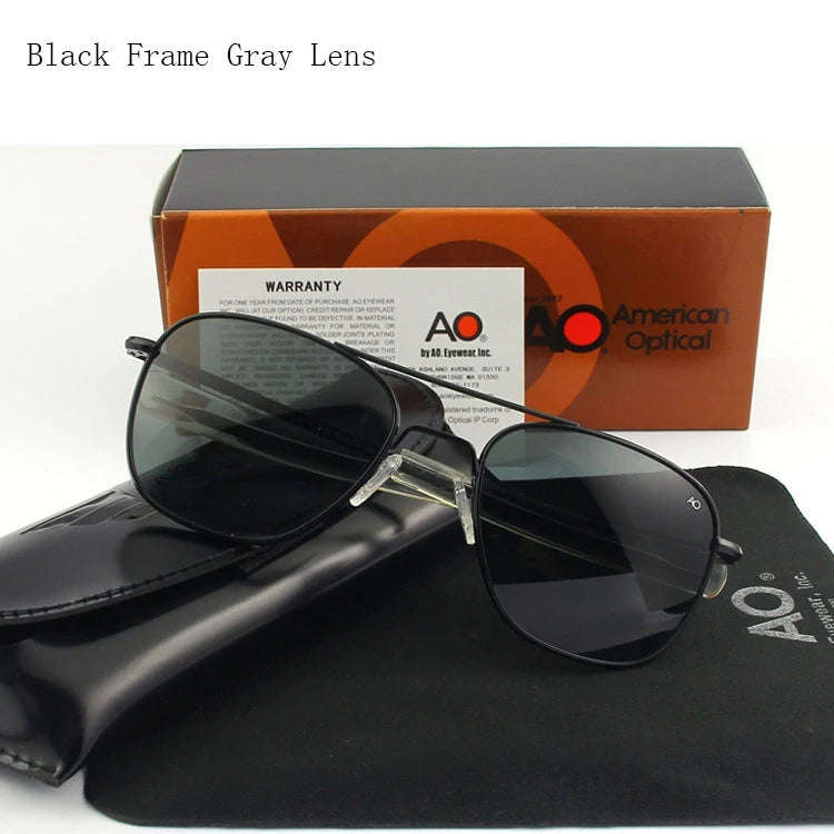 Pilot Sunglasses Men Tempered Glass Lens Top Quality Brand Designer AO Sun Glasses Male American Army Military YQ1003