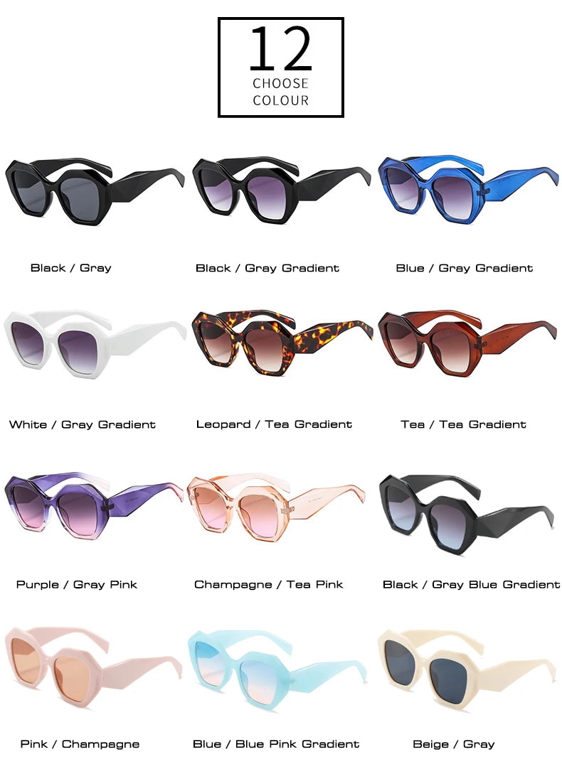 SO&EI Retro Oversized Irregular Polygon Women Sunglasses Fashion Jelly Color Eyewear Shades UV400 Men Gradient Sun Glasses