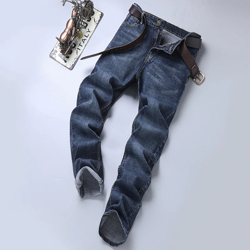 2024 Spring Autumn Men's Stretch Straight Fit Jeans Men's Denim Pants Brand New Style Trousers Mens Wear