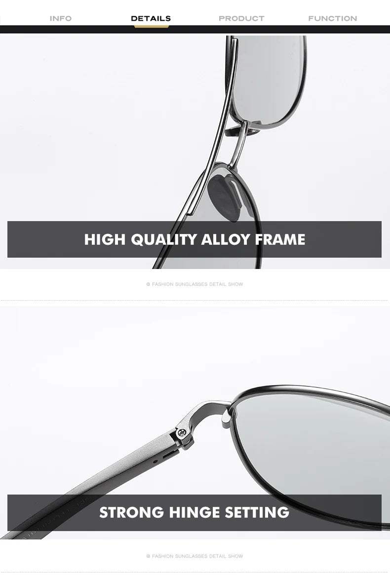 Classic Brand Design Pilot Photochromic Sunglasses Men Polarized Safety Driving Sun Glasses Women Anti-Glare gafas de sol hombre