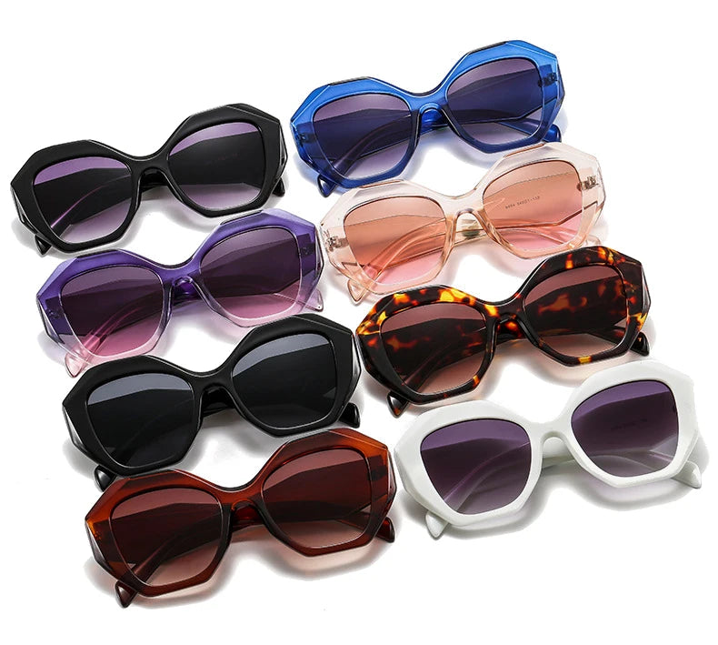 SO&EI Retro Oversized Irregular Polygon Women Sunglasses Fashion Jelly Color Eyewear Shades UV400 Men Gradient Sun Glasses