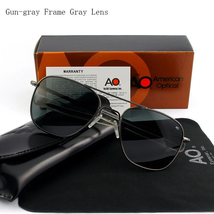 Pilot Sunglasses Men Tempered Glass Lens Top Quality Brand Designer AO Sun Glasses Male American Army Military YQ1003