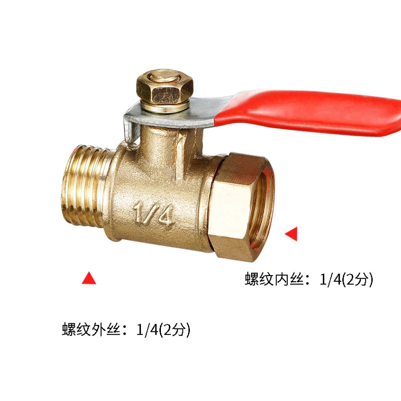 Brass small ball valve 1/8" 1/4'' 3/8'' 1/2'' Female/Male Thread Brass Valve Connector Joint Copper Pipe Fitting Coupler Adapter