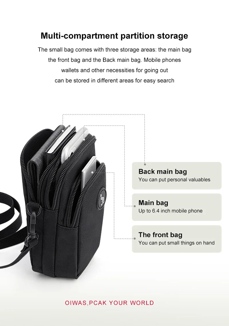 OIWAS Men Shoulder Bag Crossbody Bags Waist Bag Phone Bag Husband Wallet For Male Messenger Bag Man Handbag Mini Men's Purse