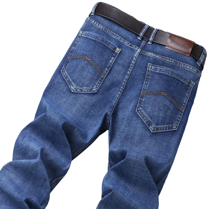 2024 Spring Autumn Men's Stretch Straight Fit Jeans Men's Denim Pants Brand New Style Trousers Mens Wear