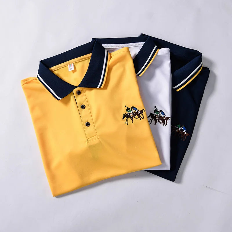 polo shirt men 6XL 7XL 8XL Summer new high quality mens short-sleeved polo shirt embroidery Men's business casual polo shirt T02