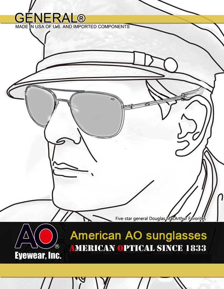 Pilot Sunglasses Men Tempered Glass Lens Top Quality Brand Designer AO Sun Glasses Male American Army Military YQ1003