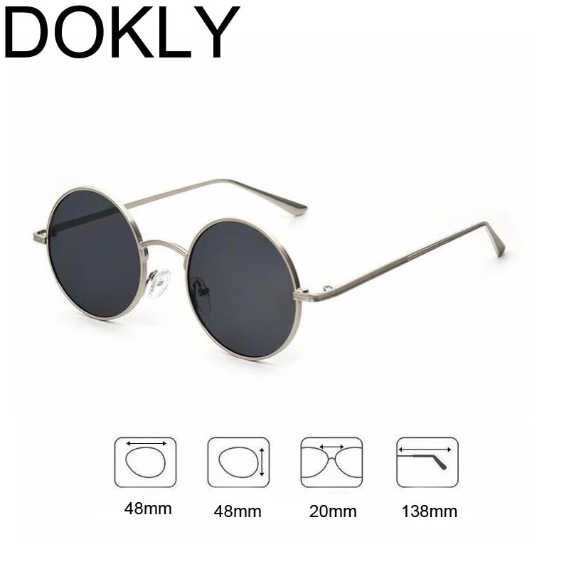 DOKLY New Fashion Yellow Round Sunglasses Real UV400 Women Vintage Sunglass Round Eyewear Yellow lens