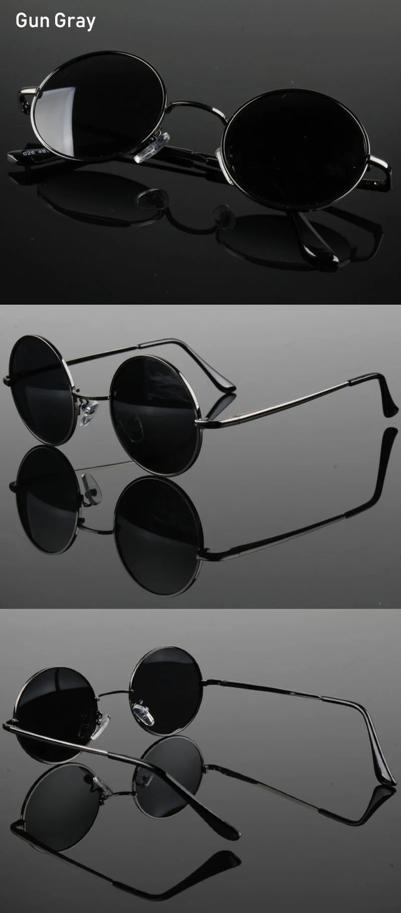 Retro Vintage Round Polarized Sunglasses Men Brand Designer Sun Glasses Women Alloy Metal Frame Black Lens Eyewear Driving UV400