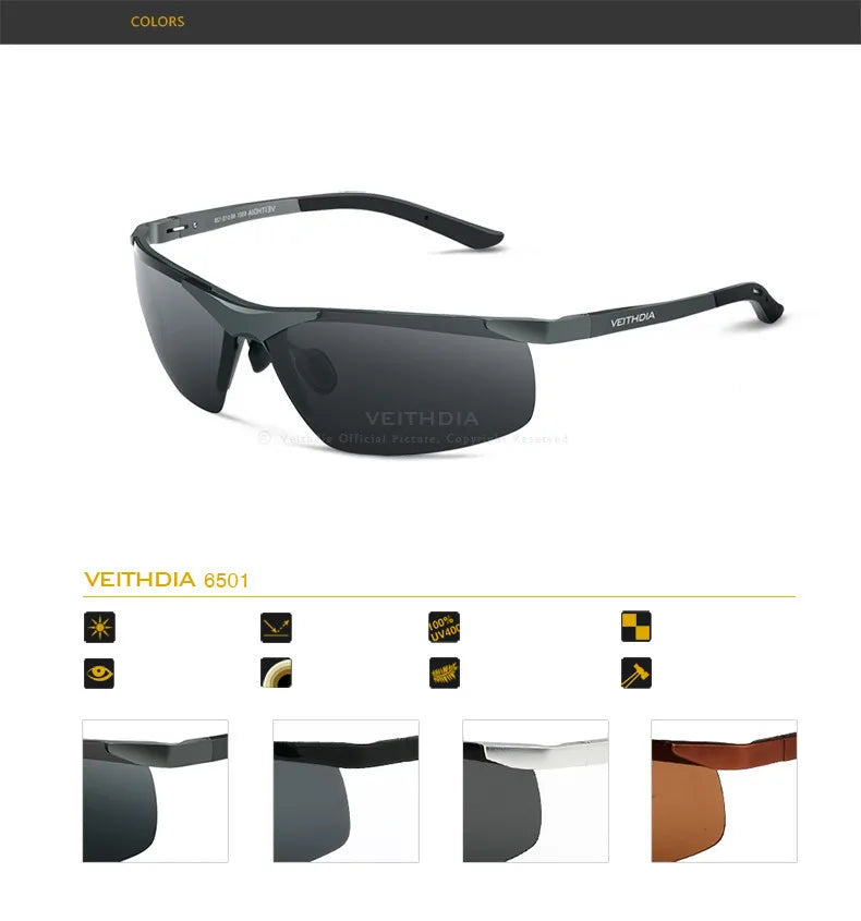 VEITHDIA Sunglasses Men's Brand Designer Cycling Sports Polarized UV400 Lens Outdoor Sun Glasses Driving Eyewear For Male 6501