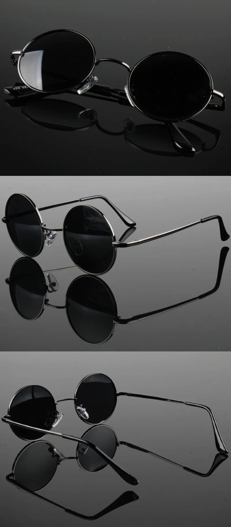 Retro Classic Vintage Round Polarized Sunglasses Men Sun Glasses Women Metal Frame Black lens Driving Fishing Eyewear UV400