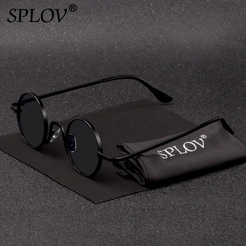 SPLOV Vintage Rap Sunglasses Men Women Steam Punk Style Hip-Hop Small Round Metal Frame Eyewear Retro Gafas De Sol No Case