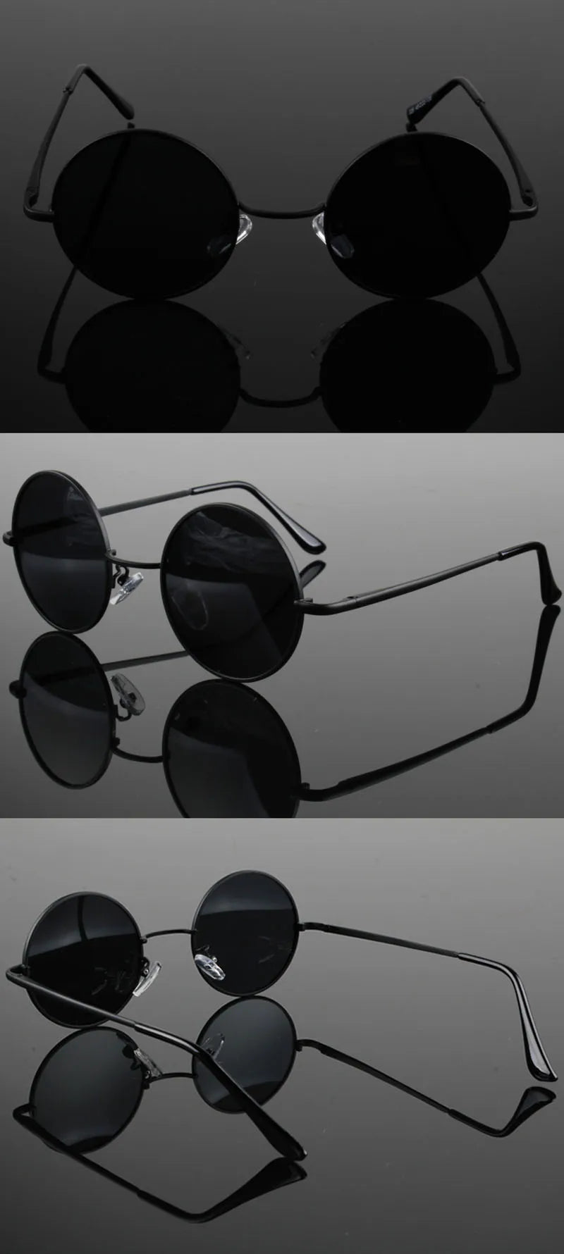 Retro Classic Vintage Round Polarized Sunglasses Men Sun Glasses Women Metal Frame Black lens Driving Fishing Eyewear UV400