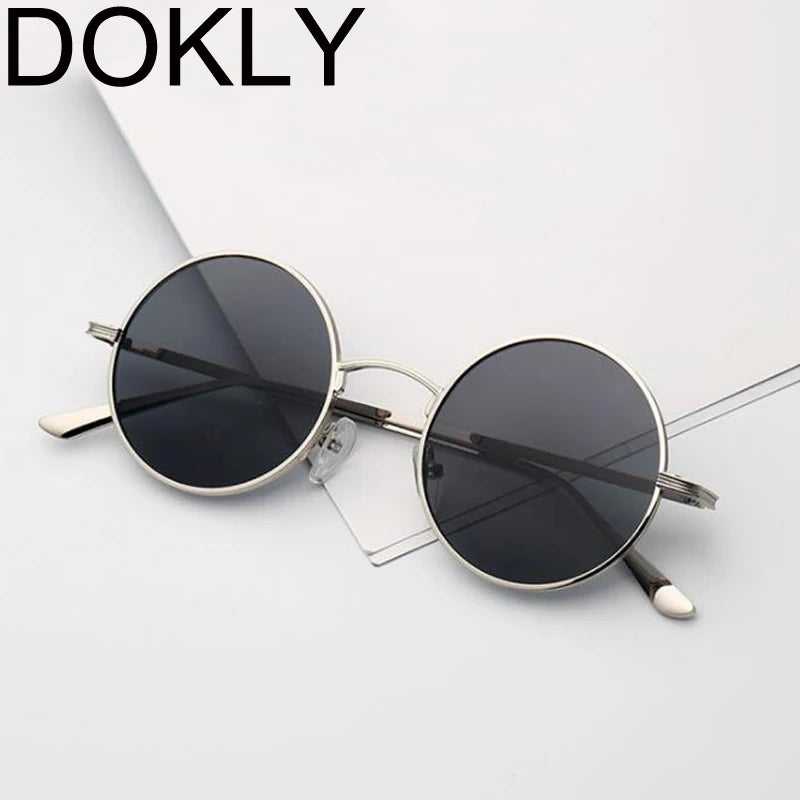 DOKLY New Fashion Yellow Round Sunglasses Real UV400 Women Vintage Sunglass Round Eyewear Yellow lens