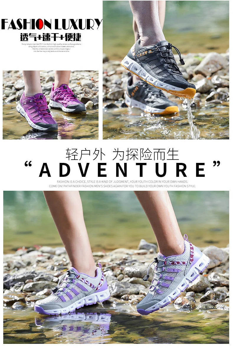 2023 Summer Sneakers Men Outdoor Beach Shoes Women Aqua Travelling Breathable Light  Hiking Shoes Water Sports Training Footwear