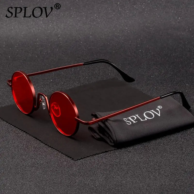 SPLOV Vintage Rap Sunglasses Men Women Steam Punk Style Hip-Hop Small Round Metal Frame Eyewear Retro Gafas De Sol No Case