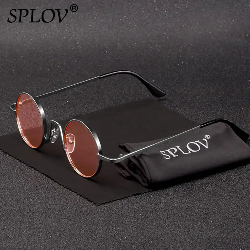 SPLOV Vintage Rap Sunglasses Men Women Steam Punk Style Hip-Hop Small Round Metal Frame Eyewear Retro Gafas De Sol No Case