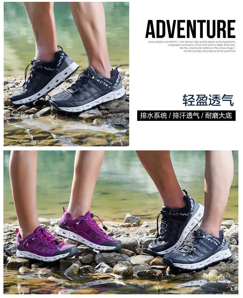 2023 Summer Sneakers Men Outdoor Beach Shoes Women Aqua Travelling Breathable Light  Hiking Shoes Water Sports Training Footwear