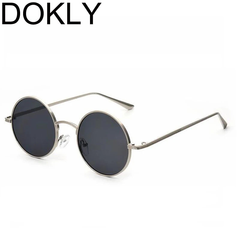 DOKLY New Fashion Yellow Round Sunglasses Real UV400 Women Vintage Sunglass Round Eyewear Yellow lens