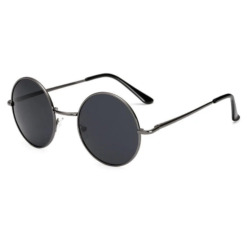 Retro Classic Vintage Round Polarized Sunglasses Men Sun Glasses Women Metal Frame Black lens Driving Fishing Eyewear UV400