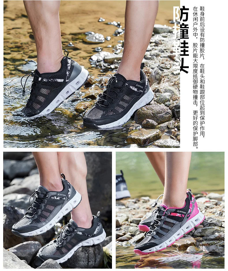 2023 Summer Sneakers Men Outdoor Beach Shoes Women Aqua Travelling Breathable Light  Hiking Shoes Water Sports Training Footwear