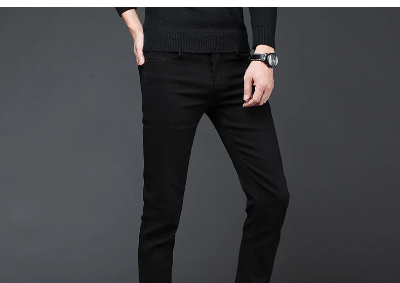 2024 New Arrival Men's Denim Jeans Straight Full Length Pants with High Elasticity Slim Pants Man Fashion Mid-waist Jeans men