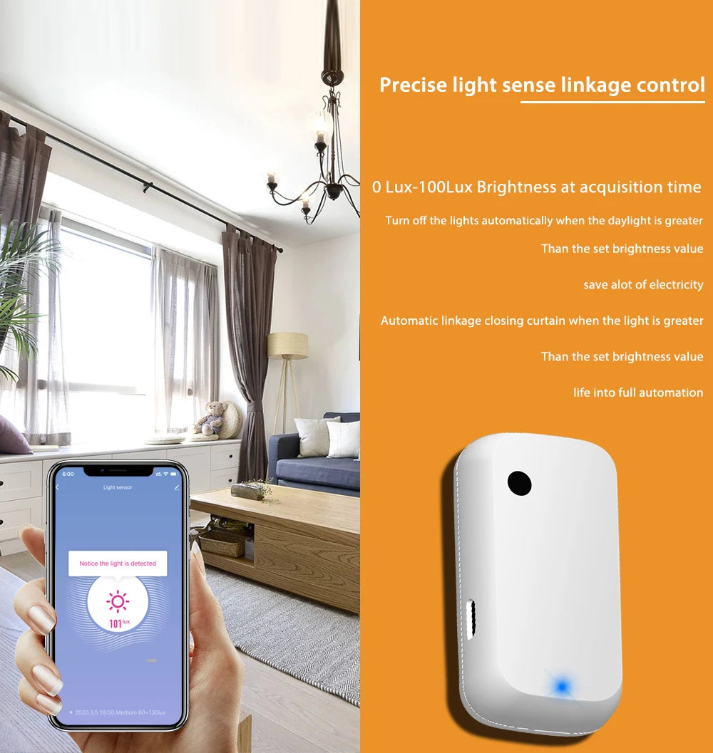 Tuya WiFi Smart Light Sensor Battery powered Smart Home Light/Curtain automation Control Outdoor Waterproof SmartLIfe App